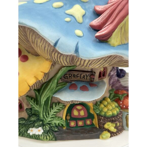 Ceramic Mushroom Fairy Cottage House Grocery Store Toadstool Night Light Spring - Picture 2 of 8